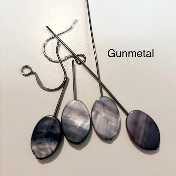 Jewelry - Custom gunmetal & shell oval earrings for @sabeks